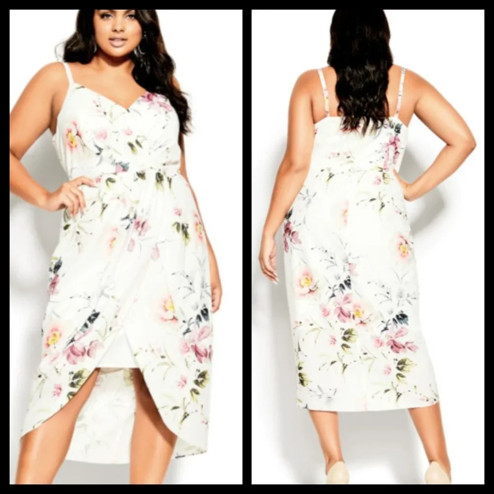 City Chic Darling Sleeveless Floral Midi Dress 18 - Picture 3 of 6